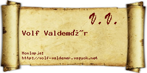 Volf Valdemár névjegykártya